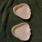 2 Vintage Milk Glass Dish Hazel Atlas White Strawberry Trinket Candy