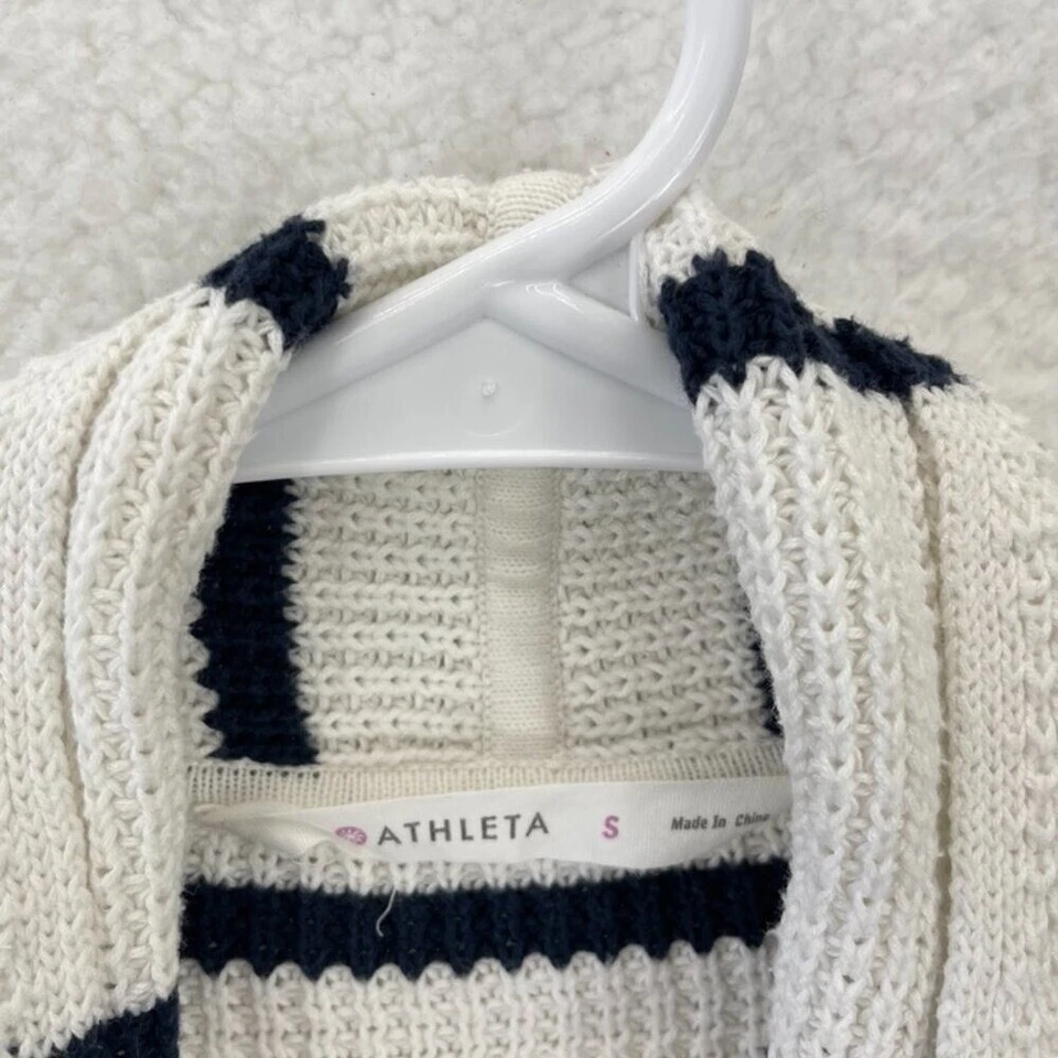 Athleta Highlands Wrap Cardigan Sweater Women’s Size S White Black Striped - Image 3 of 4