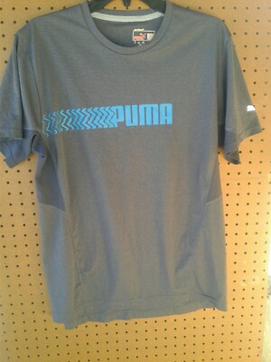 Puma sport logo shirt medium, Gray, short sleeve, round neck, 100% poliester