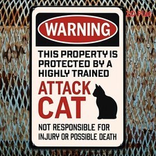 Cat Warning Humorous Beware of This Tin Metal Signs Home D cor 8x12