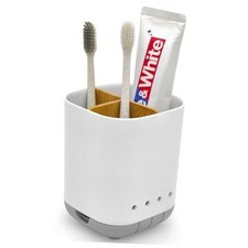 Toothbrush Holder with Bamboo Divider,Detachable for Easy Cleaning Grey