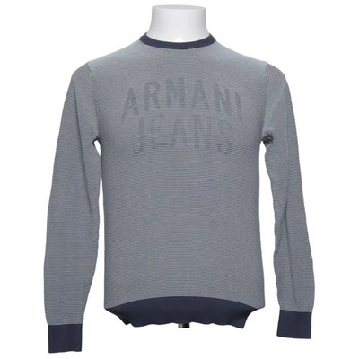 Armani Jeans, Strickpullover, Größe: S, Grau/Blau, Baumwolle, Streifen #Bvp