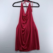 Red Halter Neck Cowl Neck Draped Mini Dress Slit