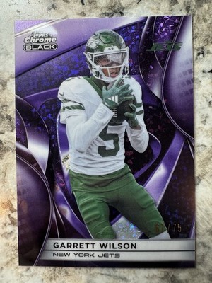 2025 Topps Chrome Black Garrett Wilson Purple Refractor /75 #77 NY Jets