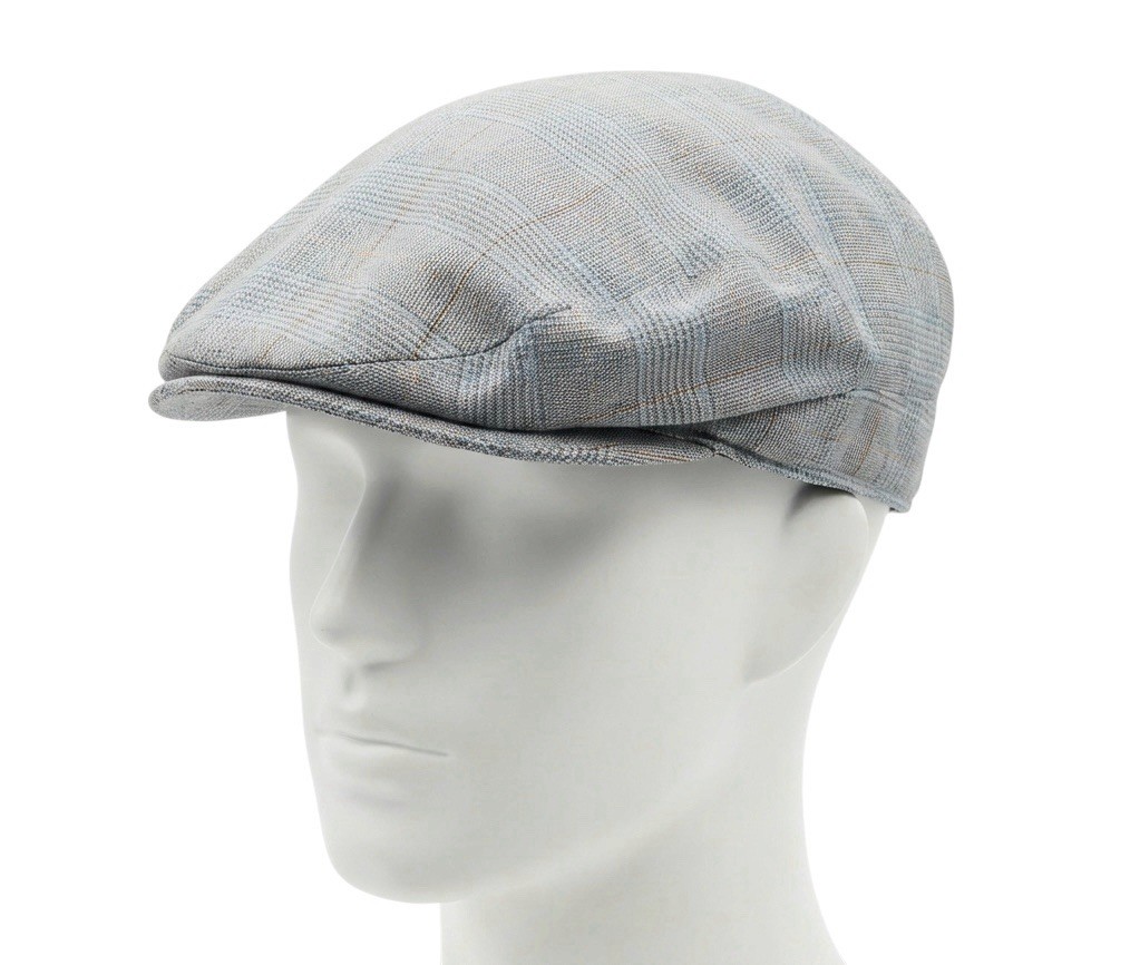 Mens Vintage 80s Flat Cap Grey Prince of Wales Check Retro 59cm Large RefR19