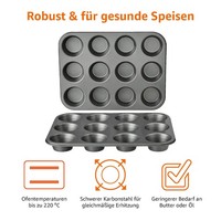 Amazon Basics Muffin Backblech 2Er-Set Antihaft Karbonstahl Grau