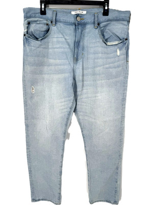 PacSun Mens Slim Taper Jeans 36x32 Light Wash Distressed Denim Streetwear Casual