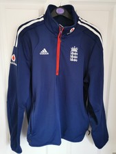England Cricket Quarter Zip Jumper Adidas Vodafone Retro 2000s Size small 36/38