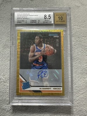 PANINI DONRUSS 2019-20 RJ BARRETT RR SIGNATURES GOLD INF 9/10 AUTO JERSEY NUMBER