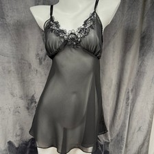 Vintage Dentelle Whimsigoth Black Sheer Slip Dress Babydoll Y2K Small