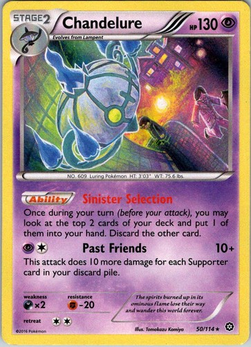 Chandelure 50/114 Rare Steam Siege Pokemon Reverse Holo Lightly Played