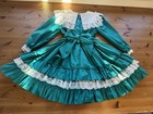 Vintage Golden Age Girls 12 Green Lace & Ruffle Trim Full Circle Dress USA — photo 4