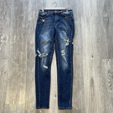 KanCan Women's Distressed High-Rise Skinny Jeans - Medium Wash Denim