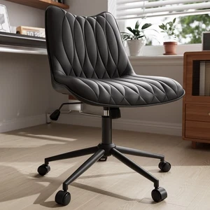 Président de bureau sans armes PU Petits fauteuils de bureau avec roues pour la maison