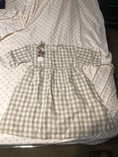 Vintage beige white check dress size 6 in girls NWT