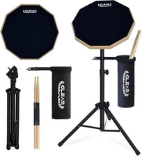 GLEAM Drum Practice Pad with Iron Stand Set, 12-Inch Silent Practice... 