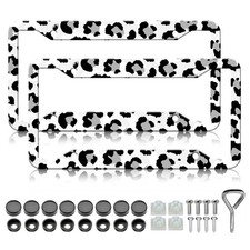 Leopard License Plate Frames - 2 Pack Gray Black Cheetah