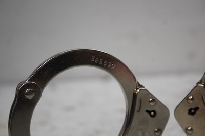 ETCHED-Hiatt Model 2010 Standard Nickel Chain Handcuffs with Dual