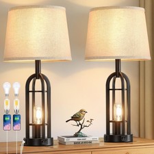 Black Table Lamps for Living Room Set of 2 - Farmhouse Lamps for Night Stands...