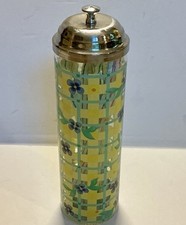 Vintage Glass Drinking Straw Dispenser Yellow...