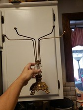 Vtg Hollywood Regency 4 Arm Ornate Brass Jewelry Display Hand Towel Stand MCM 