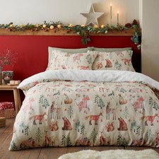 Image of Woodland Animals Duvet Cover Super King Bed Teddy Fleece Winter Bedding 260x2...
