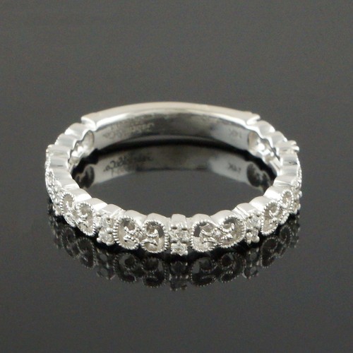 Gabriel & Co. Solid 14K Gold & Diamond Filigree Demi Eternity Wedding Band, Ring