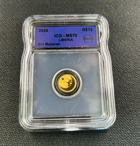 2026 Liberia $12 Eid Mubarak .9999 Gold Coin ICG MS70 Au.9999