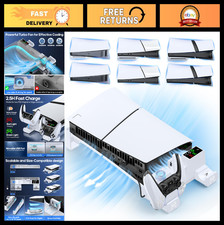 PS5 Horizontal Stand Cooling Station with Controller Charger - 3-Level Fan, Ac
