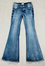 BKE Youth Jeans Size 14 Flare Stretch Mid Rise Blue Denim Adjustable Waist