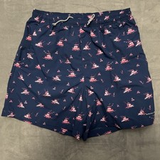 Columbia Omni-Shade Fishing Boat Print Swim Trunks Navy Blue Men Medium