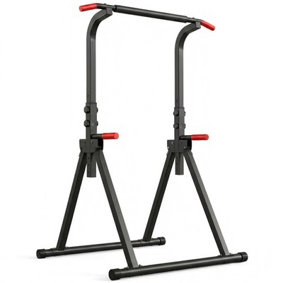 Adjustable Height Power Tower, Foldable Pull Up Bar and Dip Station for Home