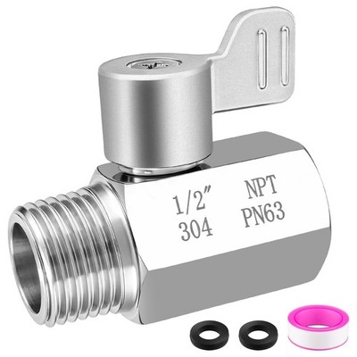Shower Head Shut Off Valve,304 Stainless Steel 1/2'' Mini Valve NPT Thread,Sho...