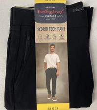 Weatherproof Vintage Men's Hybrid Tech Pants BLACK Stretch 32x32 Zip Pocket NEW