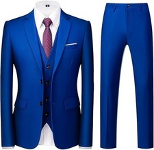 Mens 3 Piece Tuxedo Suits Slim Fit Casual Suit Blazer Two Button, Size: M