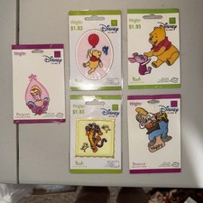 NEW Lot Of 5 Vintage Disney Patches Aurora Pooh Tigger Happy Iron/Sew On