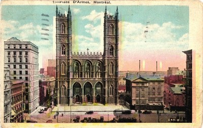 Vintage 1926 Place D'Armes Montreal Postcard with Canadian Stamp