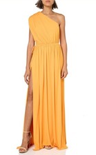 Halston A-Line Floor-Length Jackie Gown in Crepe Jersey - Sz. 8, Orange