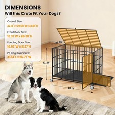 Secure Steel Kennel 42 Inch Escape-Proof Metal Dog Crate with 3 Doors  Lock