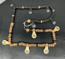 Vtg Hanging Wooden Billiard Pool Snooker Table Score Keeper 1-50 Beads on Cord
