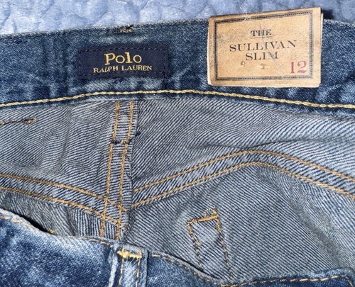 New POLO RALPH LAUREN Jeans Shorts Youth 12 Sullivan Slim Fit Fray Blue Denim - Picture 3 of 6