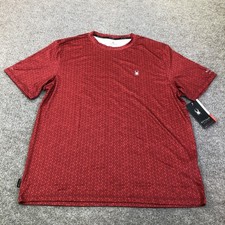 Spyder Rash Guard Shirt Mens Large Red Geometric UPF 30 Swim Quick Dry S627A30