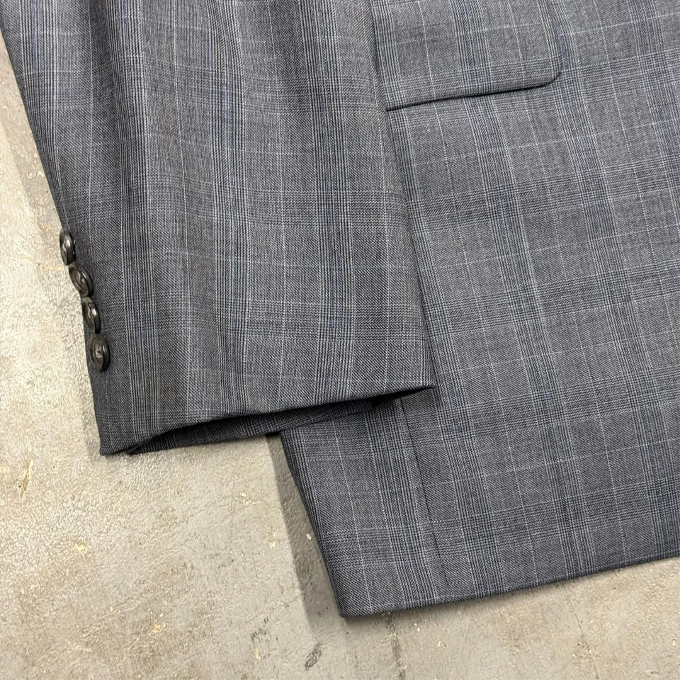 Traje Jack Victor Loro Piana 130s 2 piezas Glen Check Gris Lana 42 S 36x27 Foto 4 de 4