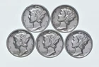 High Grade Lot 1936 1938 1939 1939 1930 Mercury Dime Collection *765