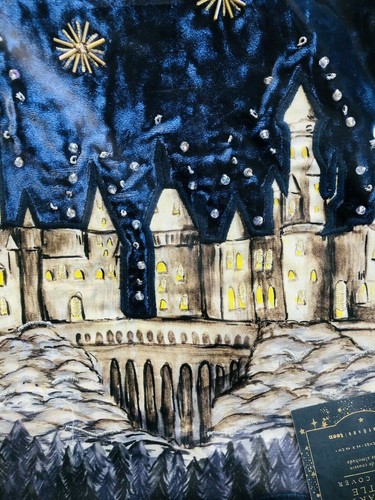 Keramikscheune Harry Potter Kissenbezug HOGWARTS Schloss Weihnachten blau Dekor Neu - Bild 5 von 8