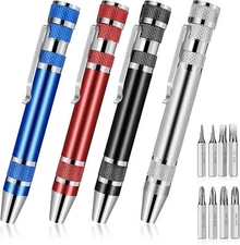 4 Pieces Pen Screwdriver, 8 in 1 Multitool Pocket Screwdriver Mini Screwdriver S