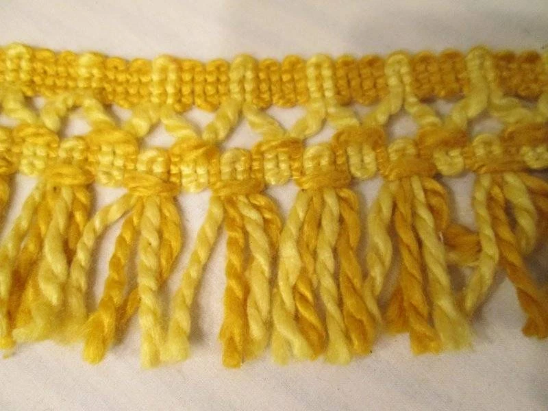 Cortinas de tapicería de tela GIMP de colección años 50 60 flecos de oro amarillo 5 yardas 2,25" Foto 4 de 4