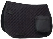 Australian or English Saddle Pocket Pad - Cotton Quilted - Storage - Blk or Brwn