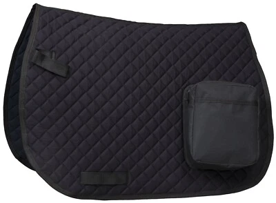 EQUI ROYAL Australian or English Saddle Pocket Pad - Cotton Quilted - Storage - Blk or Brwn