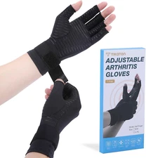 Tikaton Copper Infused Compression Arthritis Gloves with Wrist Strap for Hand 